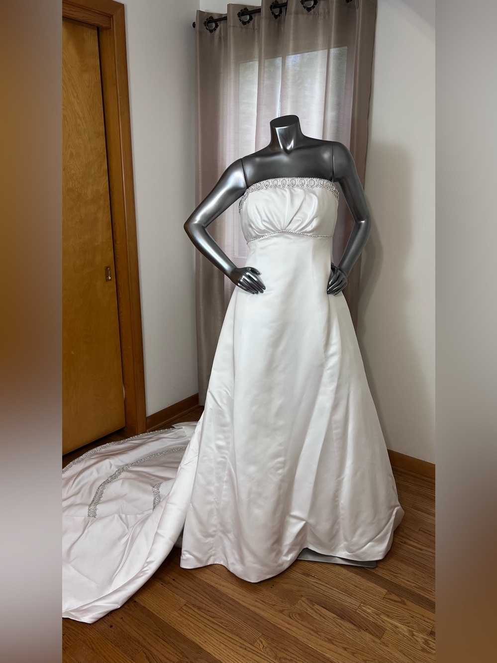Mori Lee White Satin empire waist Bridal Gown